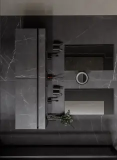 MIRAGE FREEDOM Тумба со столешницей и 2 раковинами и зеркалом, PIETRA GREY JL 06 SP