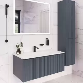 TW Shape комплект подвесной мебели 100х50см, с раковиной, с 1 выдвиж. ящиком с механизмом push-to-open, цвет: серый матовый RAL7016