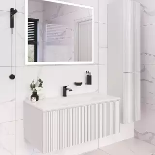 TW Shape комплект подвесной мебели 100х50см, с раковиной, с 1 выдвиж. ящиком с механизмом push-to-open, цвет: белый матовый RAL9003