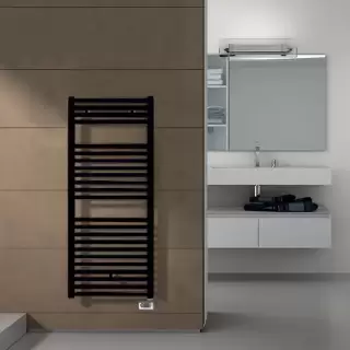 Irsap Ares Полотенцесушитель электр. 58x111.8x3см (22 трубок-2 пром), мощность:700 ватт, с электр/термостатом, провод: 120см, цвет: черный матов(K1)