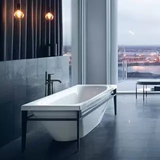 Duravit XViu Ванна отдельностоящая 180х80см, акриловая бесшовная панель, слив-перелив,, цвет: матовый черный