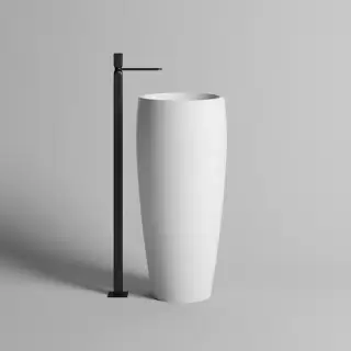 Salini Armonia 203 Раковина напольная 47х47х90cм., без отв., без перелива, донный клапан "Up&Down", материал: S-Stone, цвет: белый матовый