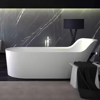 KNIEF Pearl Ванна отдельностоящая 182х81х70/50см со сливом, цвет: белый матовый