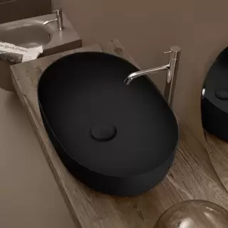 Kerasan Nolita Раковина 60х40 см, без отв., накладная, цвет: черный матовый