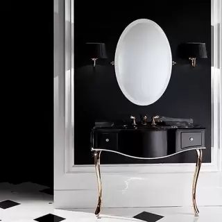 Devon&Devon Audrey, Комплект мебели мрамор: nero marquina, ножки золото, напольный, Цвет: чёрный с белым кантом,