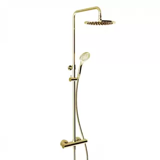 Gessi Minimalistic Душевая стойка, с верхним душем &Oslash;25см., термостатическим смесителем, ручным душем и шлангом 150см, цвет: Gold PVD