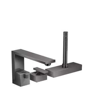 Axor Edge Смеситель на борт ванны, на 3 отв., с ручным душем, излив 210мм, алмазная огранка, цвет: черный