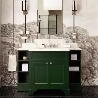 Devon&Devon Flair Тумба под раковину 128х102см., со столешницей из мрамора Calacatta Borghini и раковиной White50, цвет: English Green