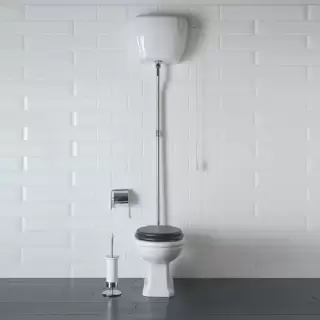 Globo Paestum Унитаз напольный  58х37,5см, слив пол, с высоким бачком, трубой, цвет: белый/хром