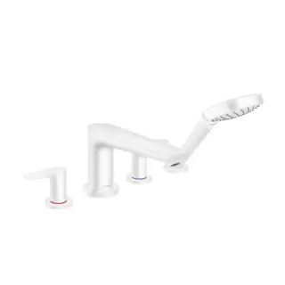 Hansgrohe Talis E Смеситель на борт ванны, на 4 отв, с ручным душем, излив 196мм, цвет: белый матовый
