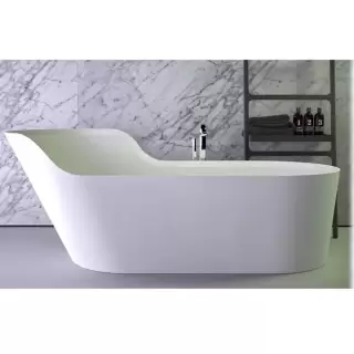 KNIEF Glow Ванна отдельностоящая ассимметричная левая  182х82х70/50см  со сливом, цвет: белый матовый