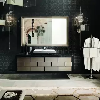 VITAGE milldue edition RITZ Комплект мебели с тумбой под раковину, раковиной LONDRA, зеркалом LOSANNA, 181 см, подвесной, цвет: белый/Canneté