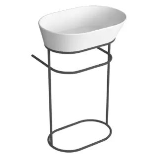 Simas Wave Структура металлическая напольная 50х40х75 см, с раковиной без отв. под смеситель, цвет: черный матовый