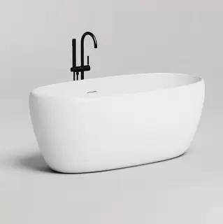 Salini Luce Ванна отдельностоящая 150х75х58cм., донный клапан "Up&Down", сифон, слив-перелив, мат-л: S-stone, цвет: матовый белый