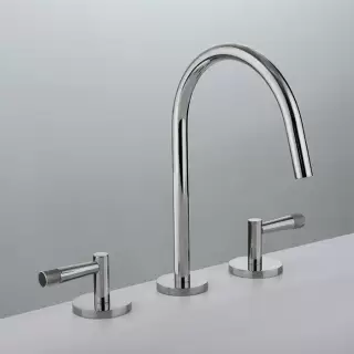 Gattoni MD Смеситель для раковины, 3 отв., ручки PELLA, с донным клапаном, цвет: хром