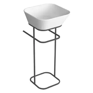 Simas Wave Структура металлическая напольная 30х40х75 см, с раковиной без отв. под смеситель, цвет: черный матовый