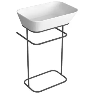 Simas Wave Структура металлическая напольная 50х40х75 см, с раковиной без отв. под смеситель, цвет: черный матовый