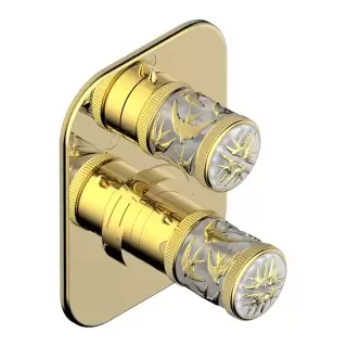 THG Hirondelles Gold Stamped Смеситель для душа, встраиваемый, термостатический, цвет: Polished gold