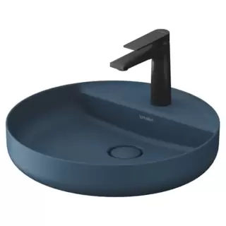 Duravit Vitrium Раковина накладная 46см., с 1 отв., круглая, из DuroCast UltraResist, без перелива, с полкой, цвет: синий матовый