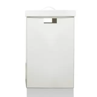 Decor Walther Brownie WB Корзина для белья 38.5x38.5x60.5, с крышкой, напольная, цвет: белая кожа