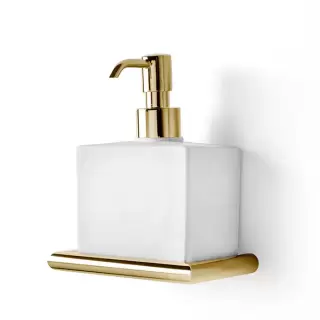 3SC Guy Дозатор для жидкого мыла, подвесной, композит Solid Surface, цвет: белый матовый/золото 24к. Lucido