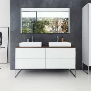 Duravit XSquare База на ножках  на 2 раковины  140х57.8х40см, с 4 выдв ящик, напольная, цвет: белый/орех