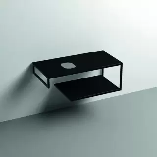 Kerasan Louise Металлическая структура для раковины 100см, подвесная, с полкой, с 1 отв., с полотенцедержателем, цвет: черный матовый