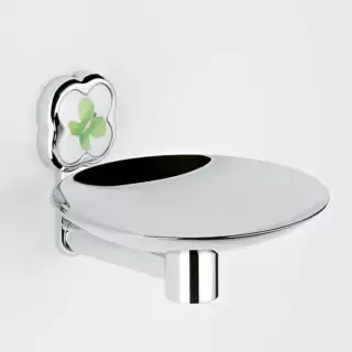 THG CAPUCINE VERT DECOR PLATINE Мыльница подвесная &oslash;150 мм., декор зеленый, цвет: хром