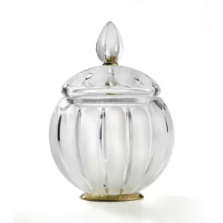 3SC Montblanc Баночка универсальная, D15хh20 см, с крышкой, настольная, цвет: прозрачный хрусталь/золото 24к. Lucido