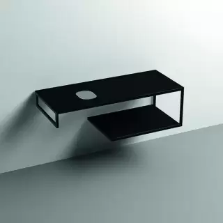 Kerasan Louise Металлическая структура для раковины 120см, подвесная, с полкой, с 1 отв., с полотенцедержателем, цвет: черный матовый