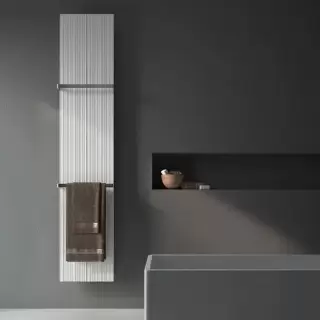 Antrax Bian Полотенцесушитель электрический L40,3*H200 см, полотенцедержатель 2 шт, электрический кабель справа, 700ВТ, цвет: белый матовый