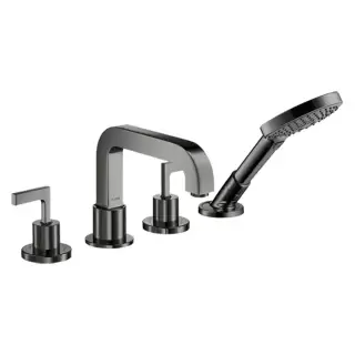 Axor Citterio Смеситель на борт ванны, на 4 отв., с ручкой: рычаг, с ручным душем, цвет: полированный черный хром