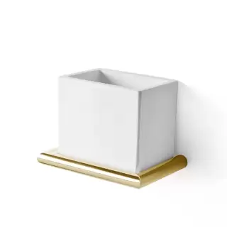 3SC Guy Стакан подвесной, композит Solid Surface, цвет: белый матовый/золото 24к. Lucido