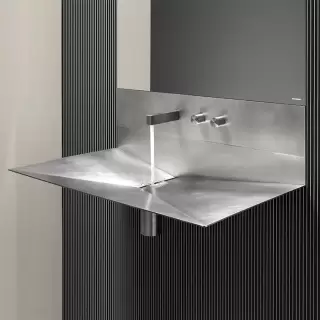 Antonio Lupi Lavandino Раковина 72х44.5х27.5 см, 3 отв., из нержавеющей стали, со смесителем и самотечным донным клапаном, цвет: Stainless steel 316/L