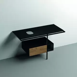 Kerasan Thelma Металлическая структура для раковины 120х74см, напольная, с полкой, ящиком, с 1 отв., с полотенцедержателем, цвет: черный матовый