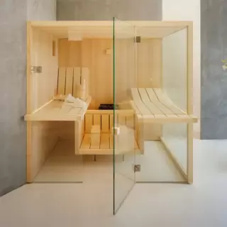 Effegibi Air 60 Био-Сауна 217x162x213см, угловая SX, цвет: осина термообработанная