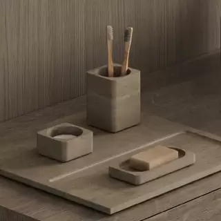 Dea Design Marble Стакан настольный, 8х8xh10.4cм., из мрамора, цвет: Travertine