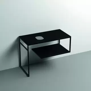 Kerasan Louise Металлическая структура для раковины 100х74см, напольная, с полкой, с 1 отв., с полотенцедержателем, цвет: черный матовый