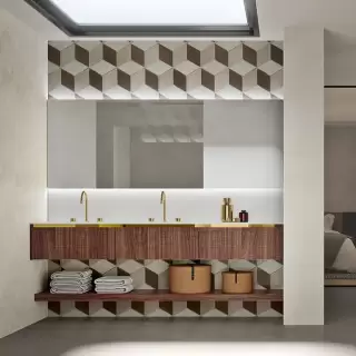 Oasis Eden Композиция №4 Комплект мебели подвесная 71.2х52.5см., цвет: Walnut Carved/белый/золото