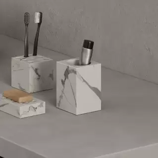 Dea Design Marble Стакан настольный, 8х8хh12см., из мрамора, цвет: Statuario White