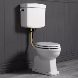 SIMAS Londra Унитаз 60х36.5см, c горизонтальным сливом со средним бачком, механизмом и трубой цвет золото