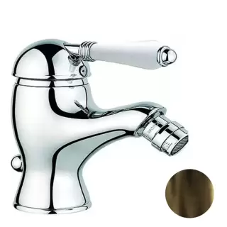 Nicolazzi P.m. Blanc Смеситель для биде, на 1 отв, с донным клапаном, излив: 107 мм, ручки белая керамика, цвет: тёмная бронза