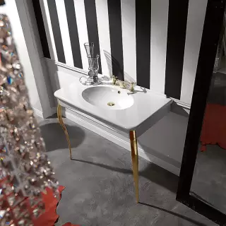 Kerasan Retro Консоль-раковина белая 100х55см, напольная, на 1 отв, с ножками золото