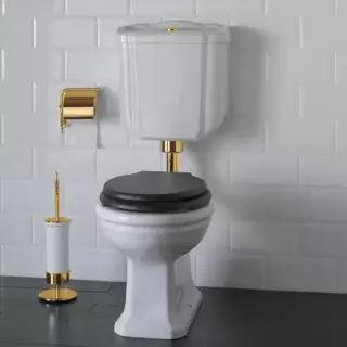 Globo Paestum Унитаз напольный 58х37,5см, слив в пол, со средней трубой, цвет: белый/золото