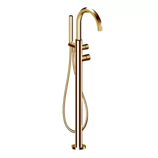 Fantini Venezia In Смеситель для ванны, напольный, с ручн душем, излив: 24.1см, (наружняя часть), цвет: Matt British Gold PVD