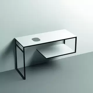 Kerasan Louise Металлическая структура для раковины 120х74см, напольная, с полкой, с 1 отв., с полотенцедержателем, цвет: белый матовый