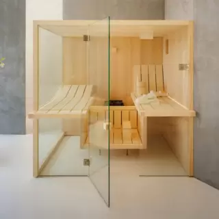 Effegibi Air 80 Corner Био-Сауна 247x162x213см, угловая DX, цвет: осина термообработанная