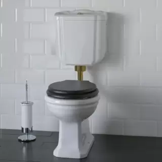 Globo Paestum Унитаз напольный 58х37,5см, слив в пол, с низким бачком, трубой и механизмом, цвет: белый/бронза