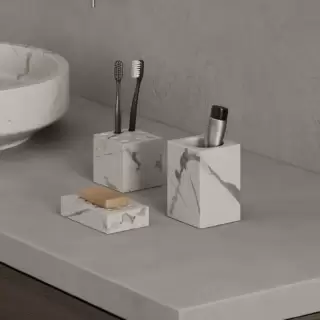 Dea Design Marble Мыльница настольная, 8х3хh13см., из мрамора, цвет: Statuario White