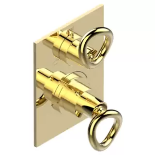 THG Collection O Смеситель для душа, встраиваемый, термостатический, с переключателем на 3 потока, цвет: Soft matt gold